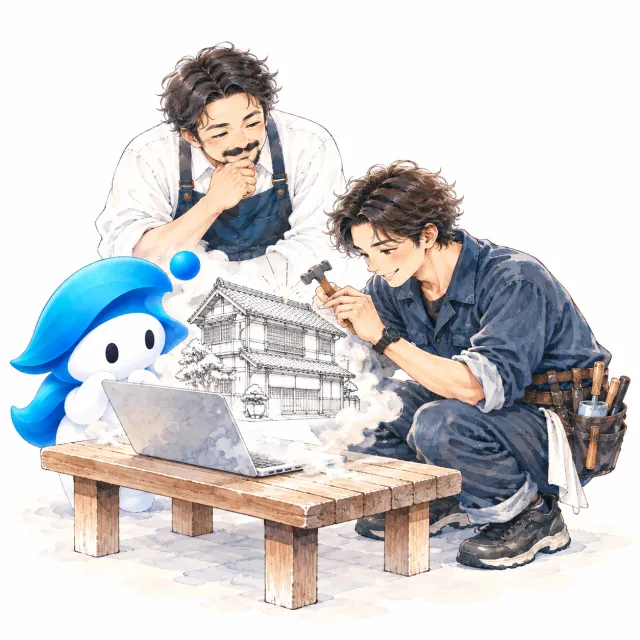 パソコンから浮かんだ線画の店を、Web屋が小さなかなづちで直している